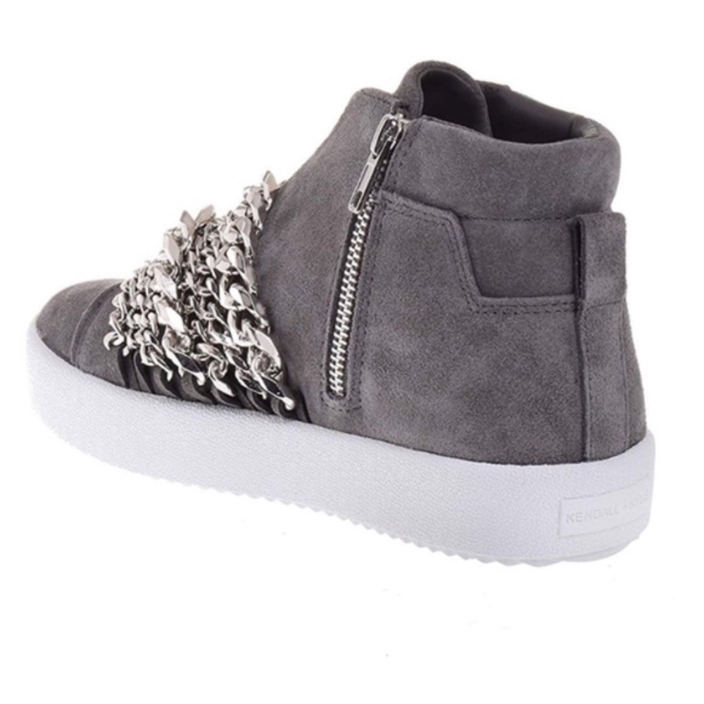 New Women’s Kendall + Kylie Gray Chain Link Suede Sneakers - Picture 5 of 13